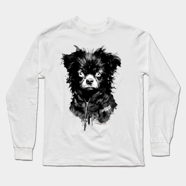 Overworked Dog Hard Day's Night Long Sleeve T-Shirt by Amour Grki